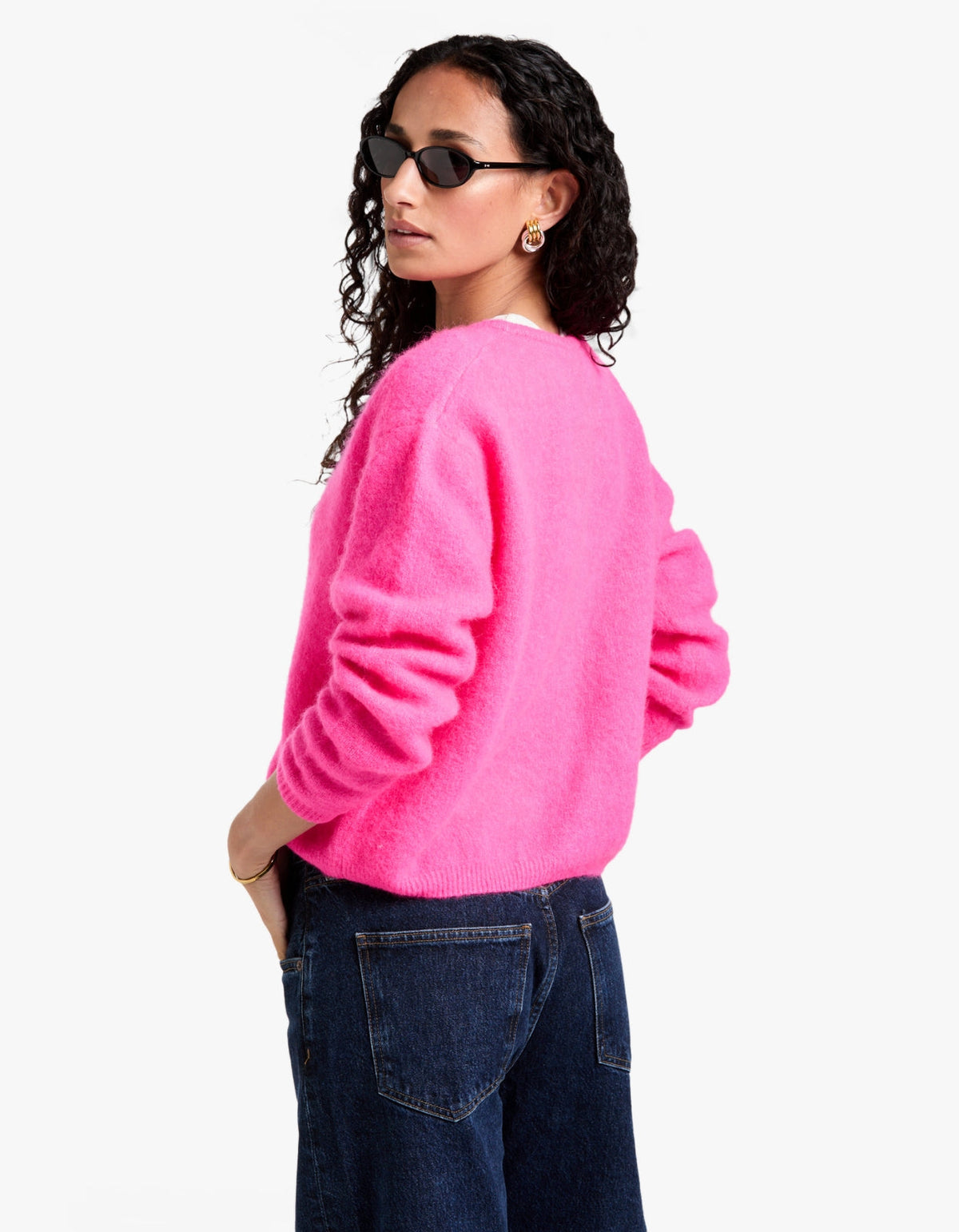 Womens Cardigan Vitow - Neon Pink Melange
