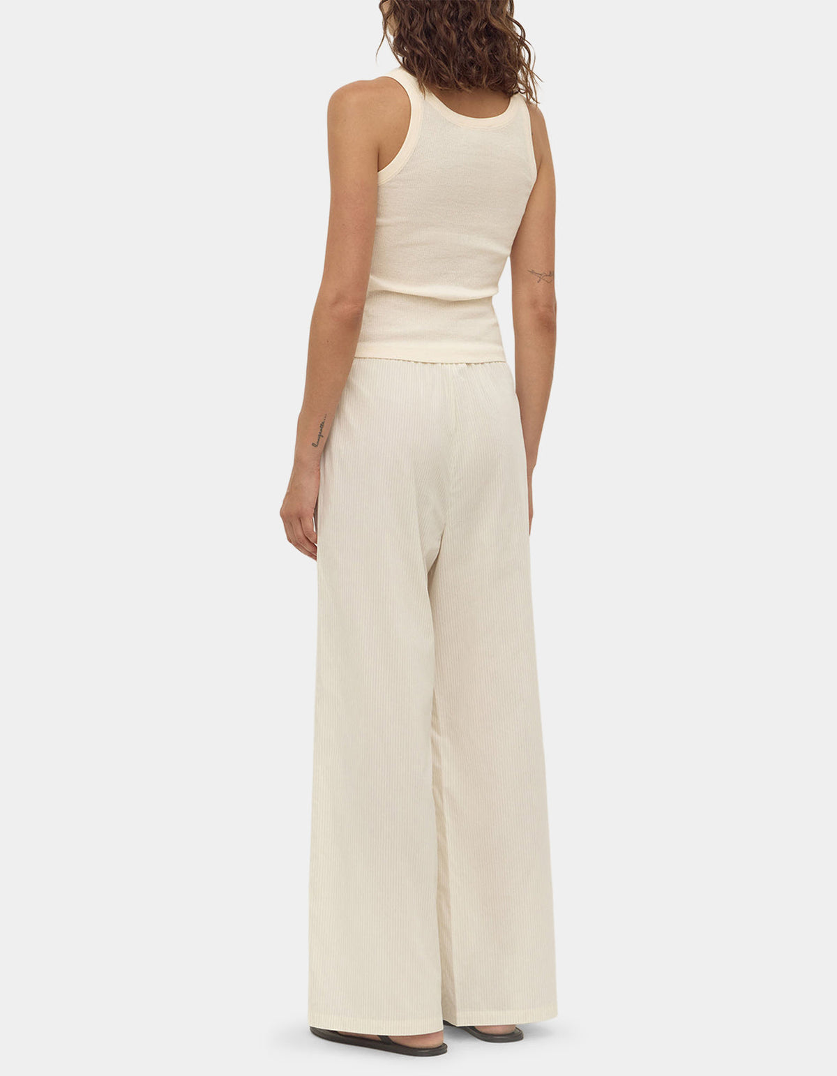 Marina Stripe Pant - White/Grey Stripe