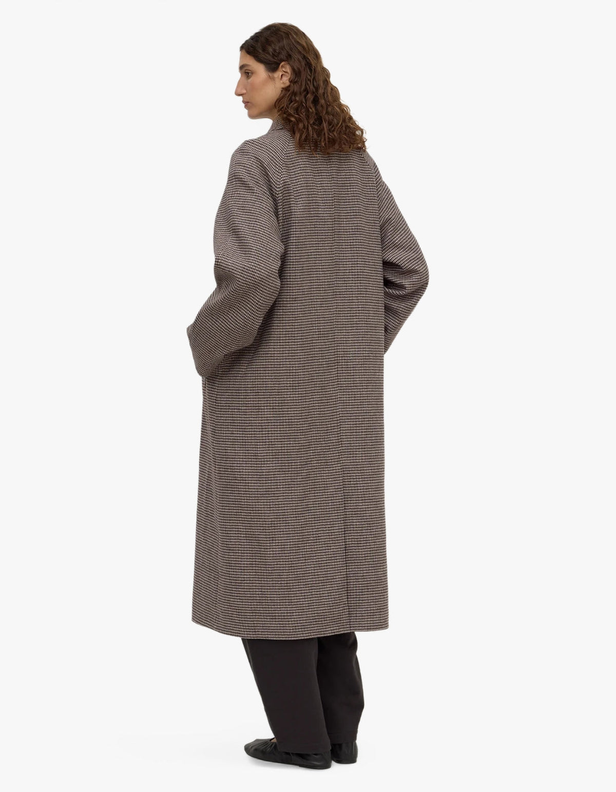 Solana Wool Coat - Brown Black Check