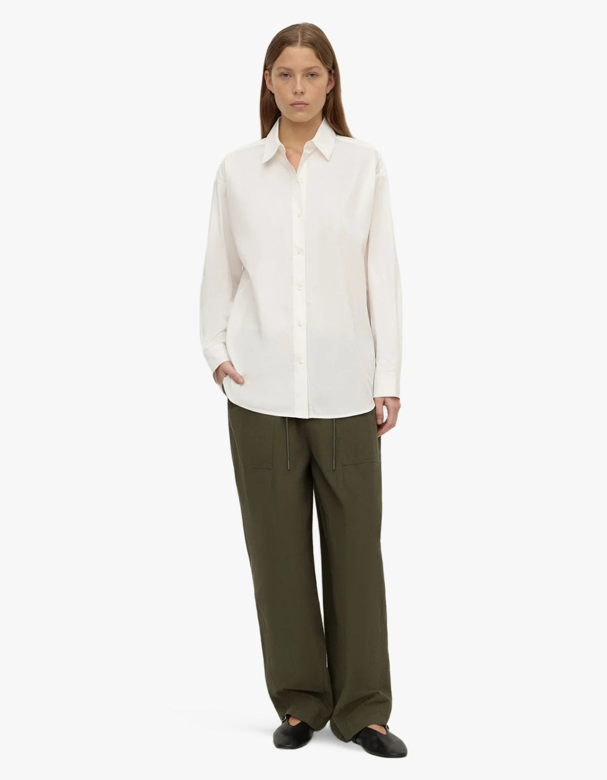 Micha Poplin L/S Shirt - White