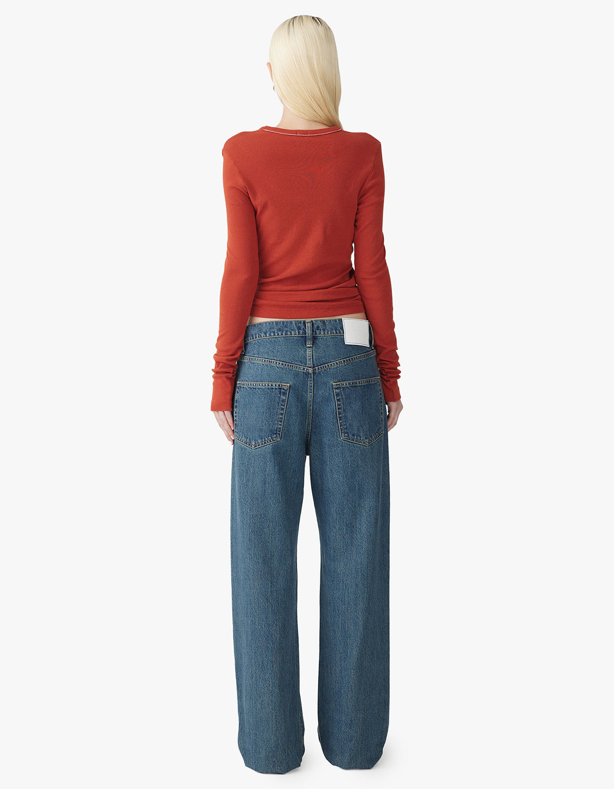 Slim Superfine Rib L/S T.Shirt - Red Cedar