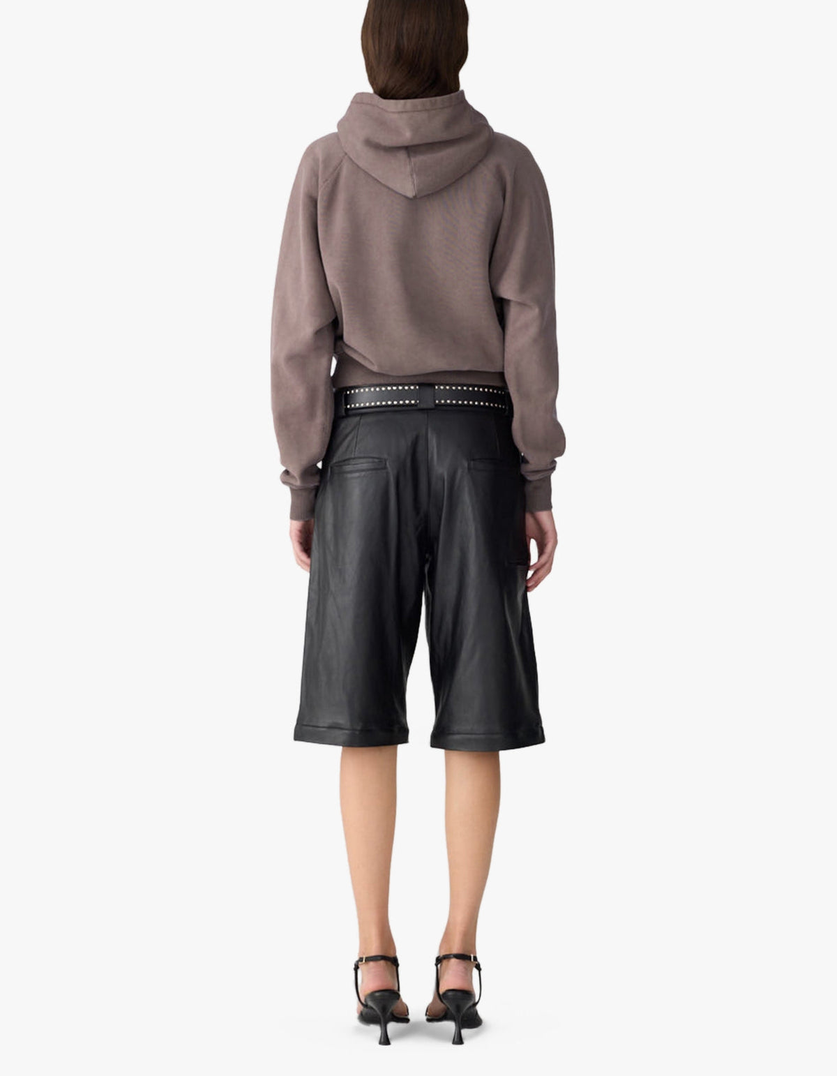 Fleece Cropped Hoodie - Washed Carob