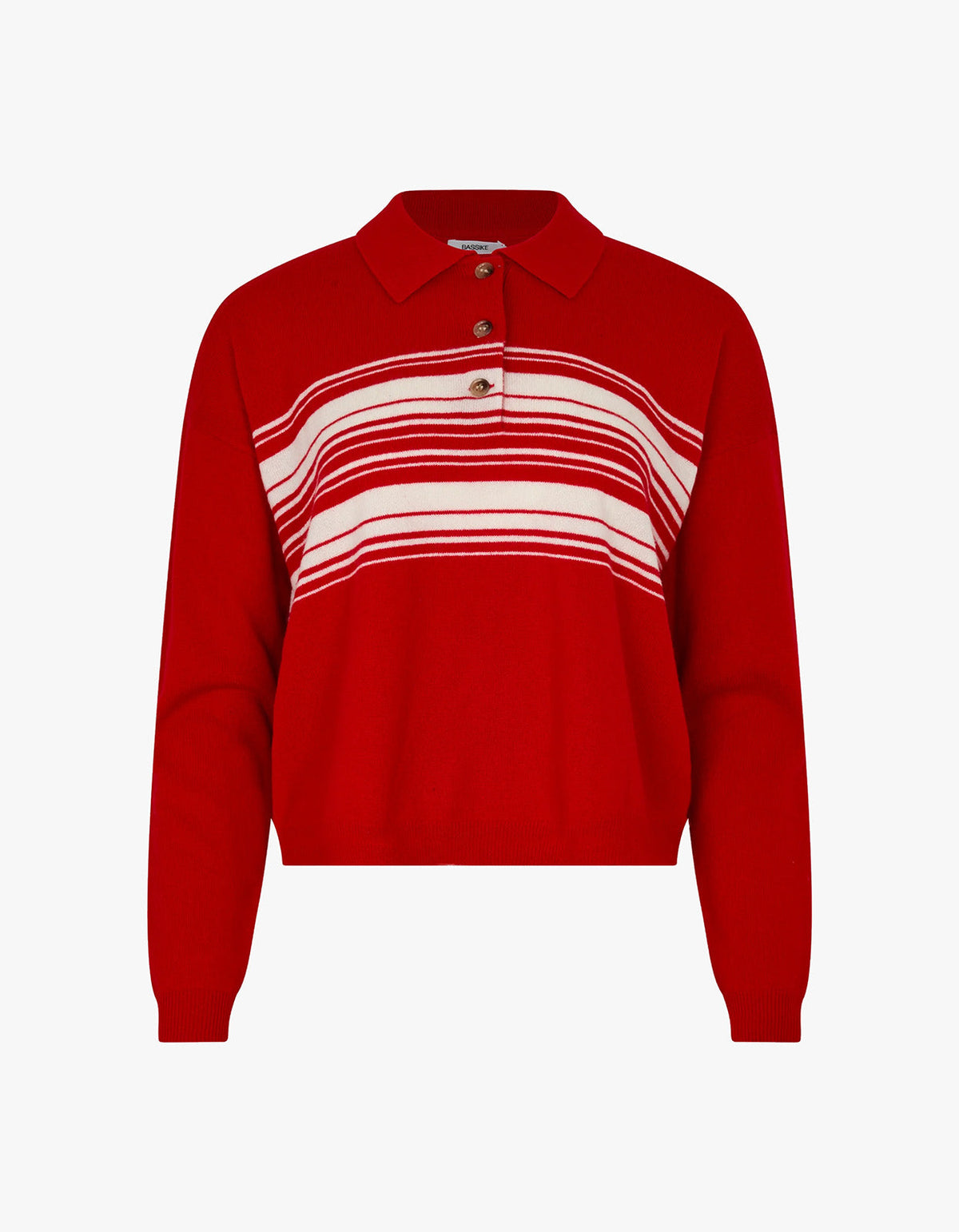 Lightweight Wool Cashmere Polo - Red/Natural