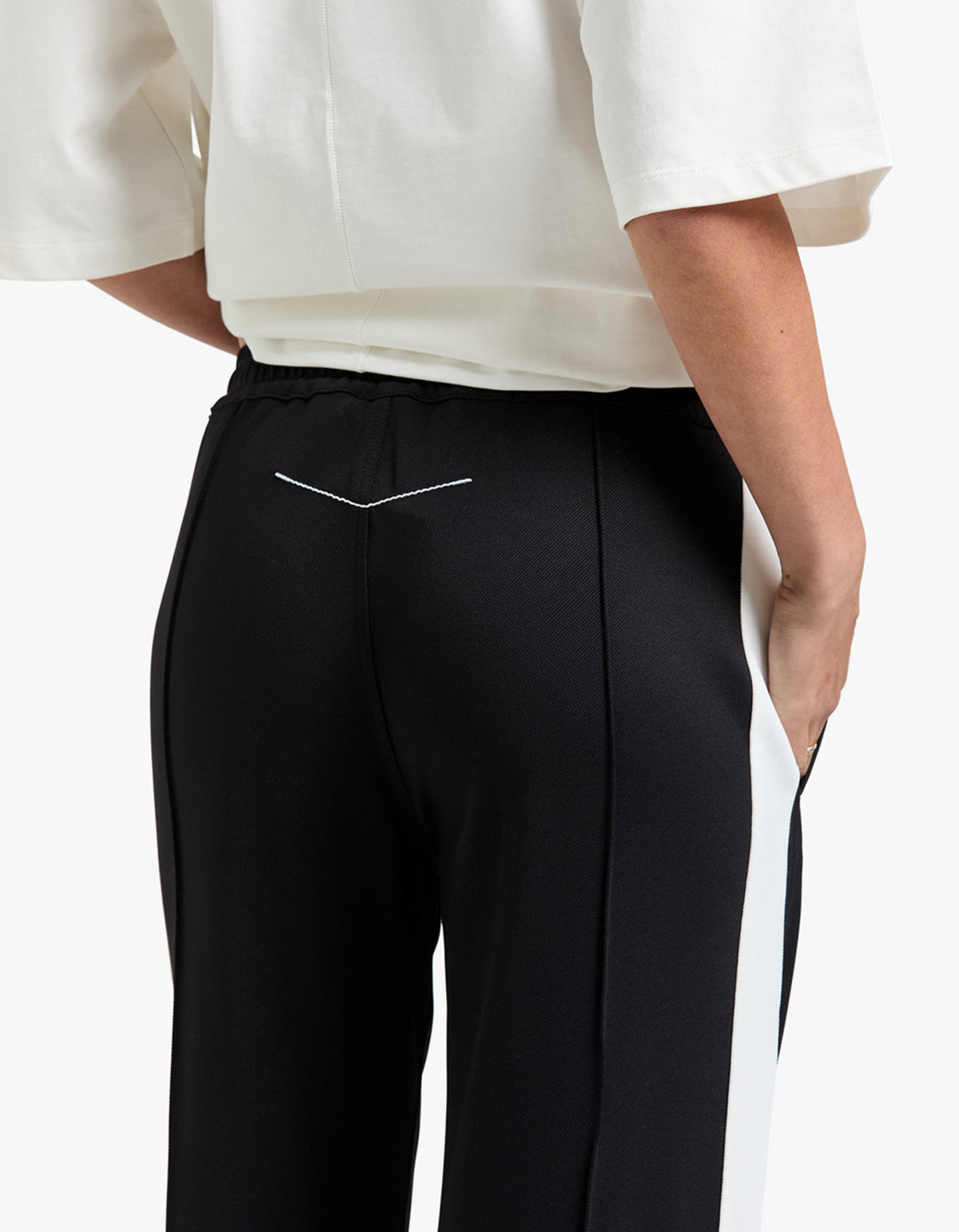 Twill Stripe Detail Pant - Black/White