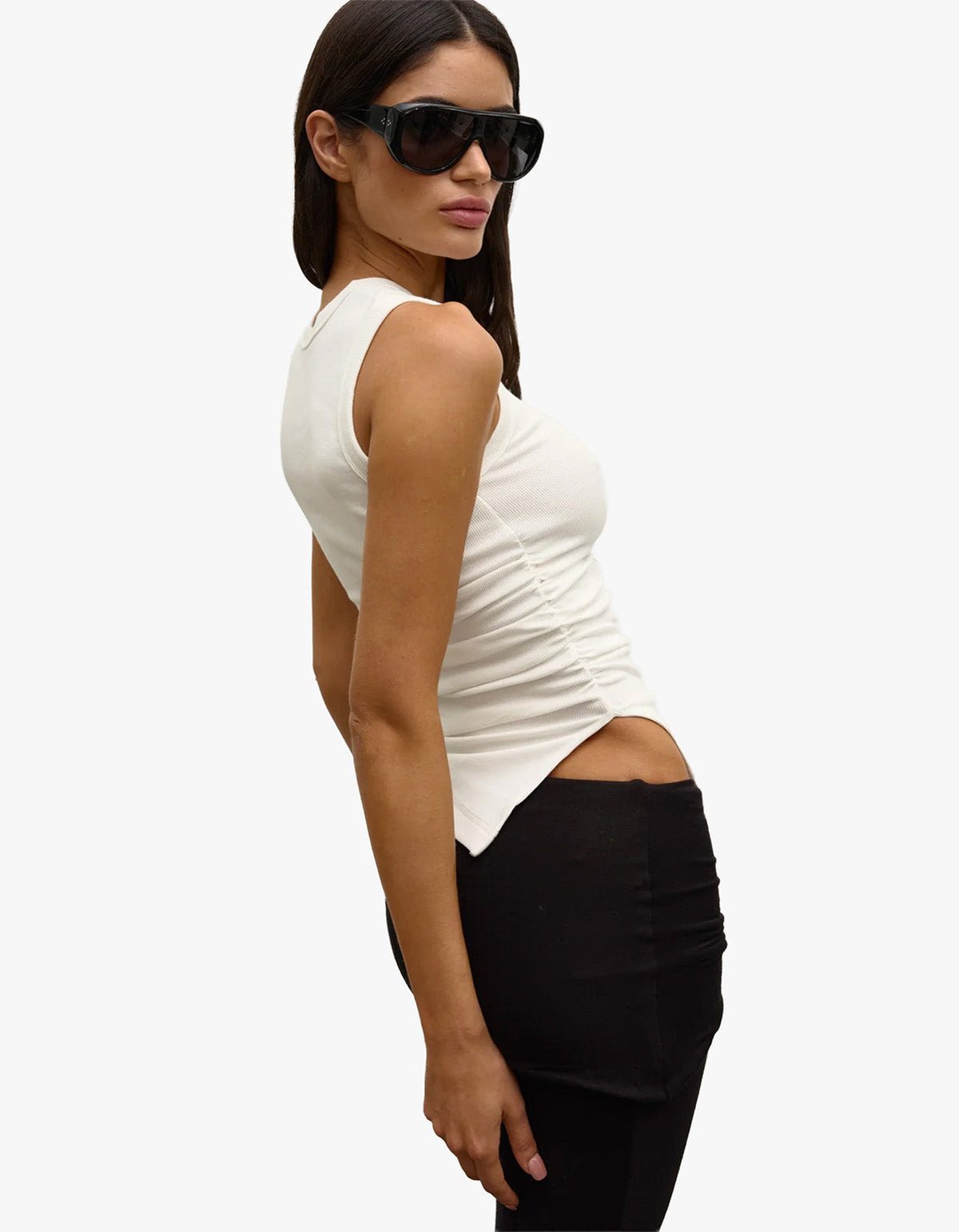 Lana Rouched Tank - White