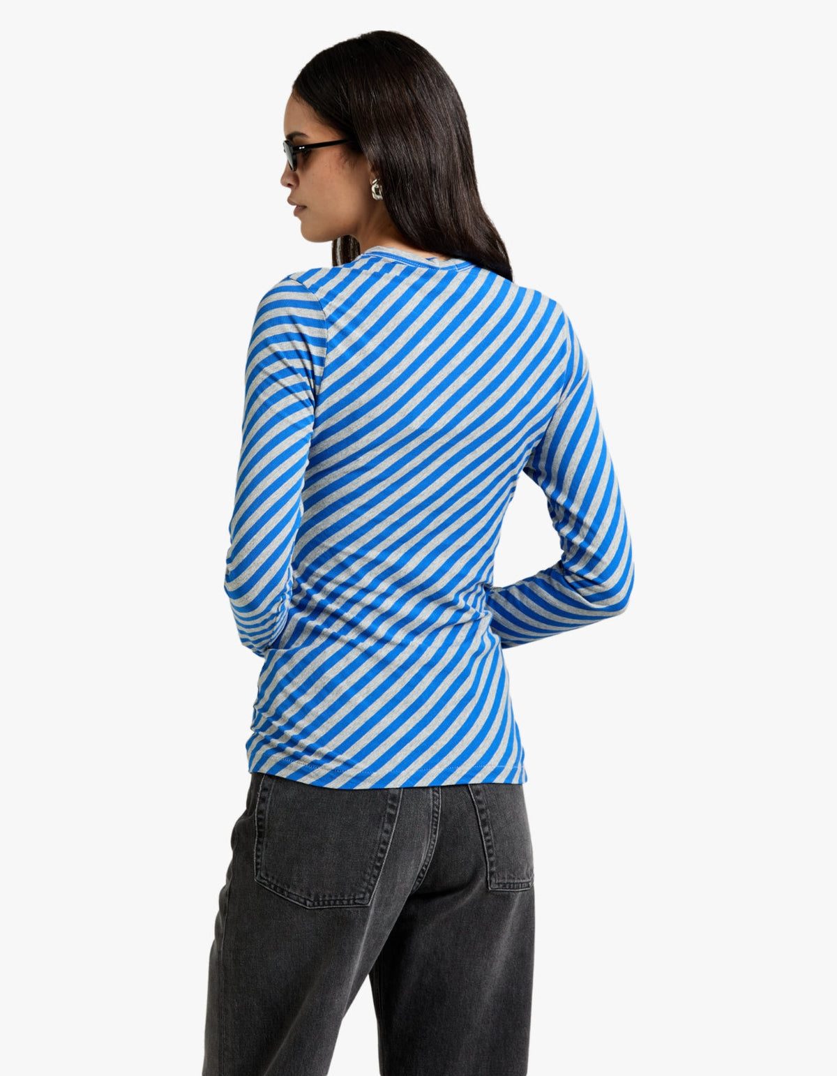 Bias Stripe Baby L/S T-Shirt - Cobalt/Greymarl