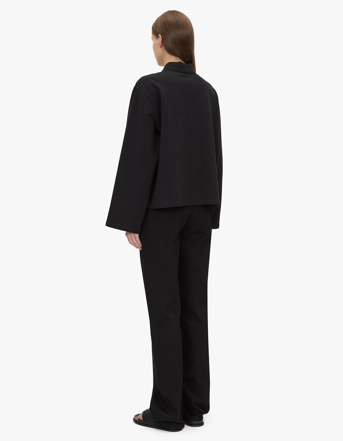 Moreno Long Sleeve Polo Top - Black