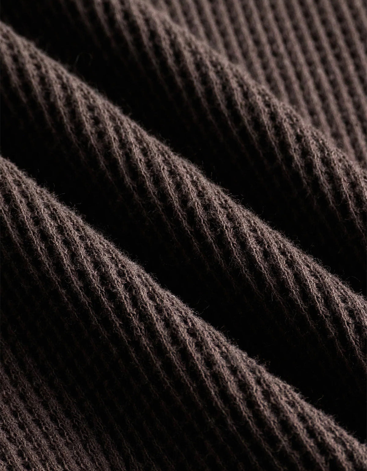 Fitted Long Sleeve Waffle T-Shirt - Umber