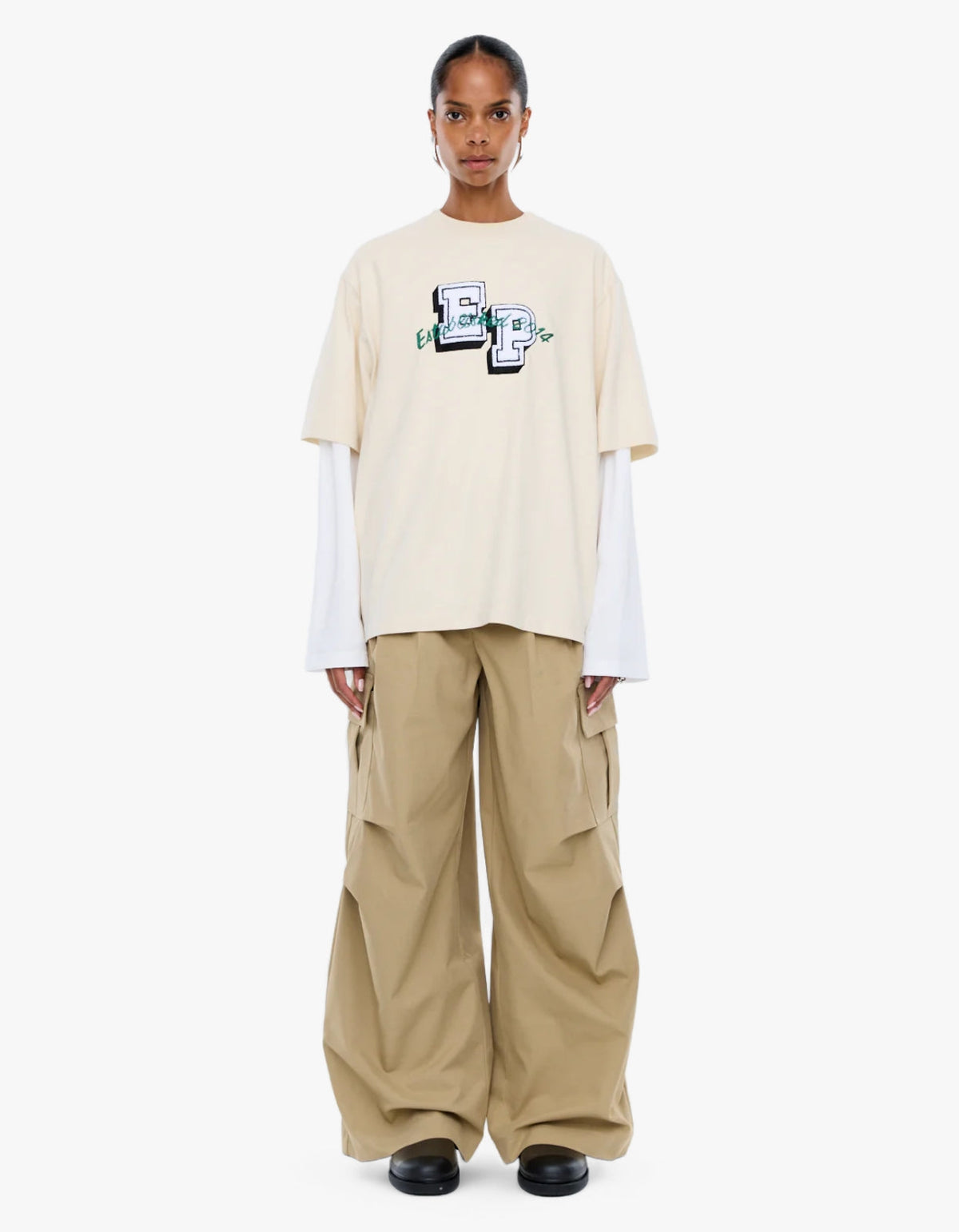 Pelly Collegiate Long Sleeve Tee - Ecru/Vintage White