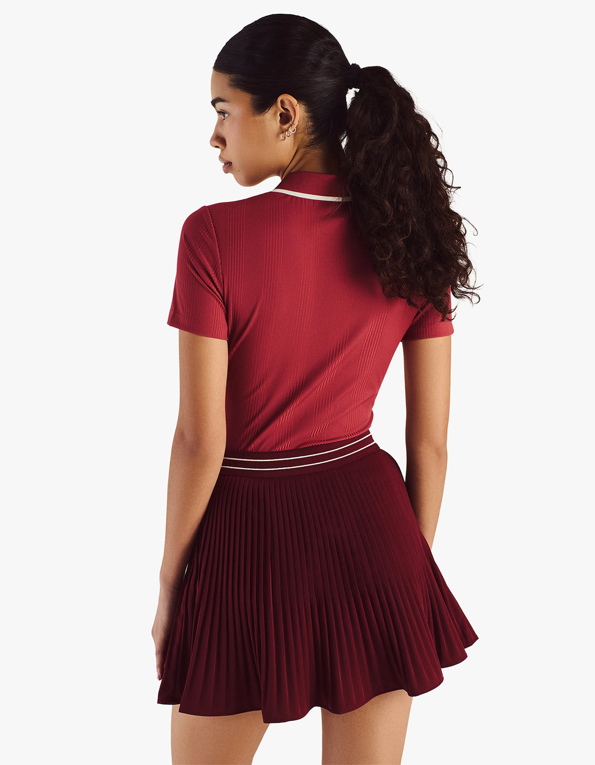 Camilla Quarter Zip S/S Polo - Garnet
