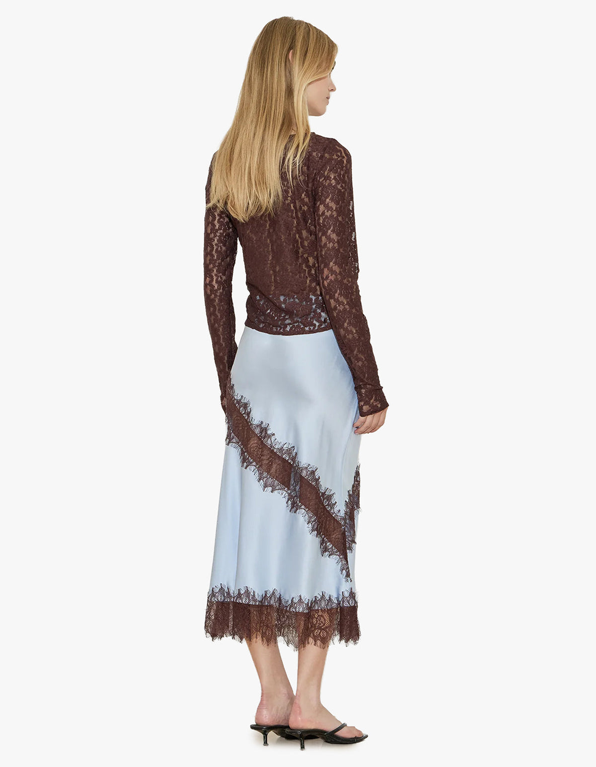 Asymetric Lace Top - Chocolate