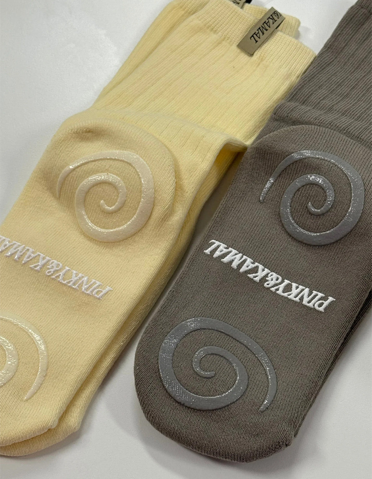 Pilates Spiral Grip Sock - Lemon Cream