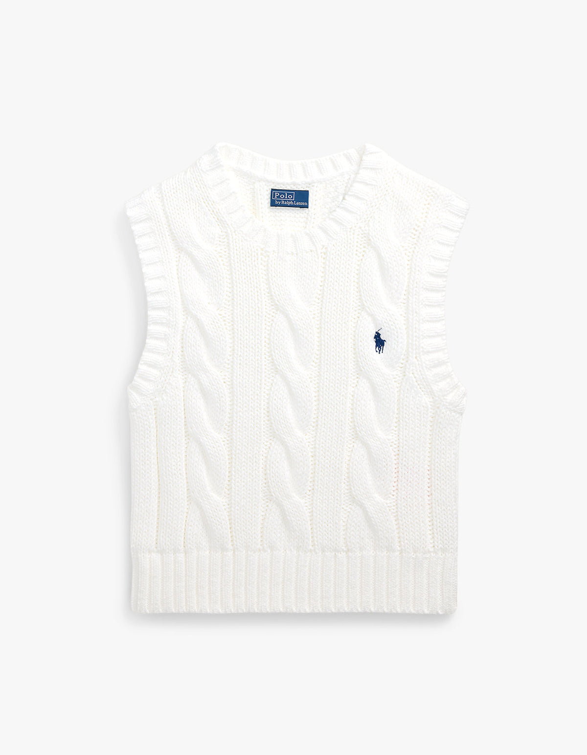 Cable Knit Cotton Cropped Vest - White