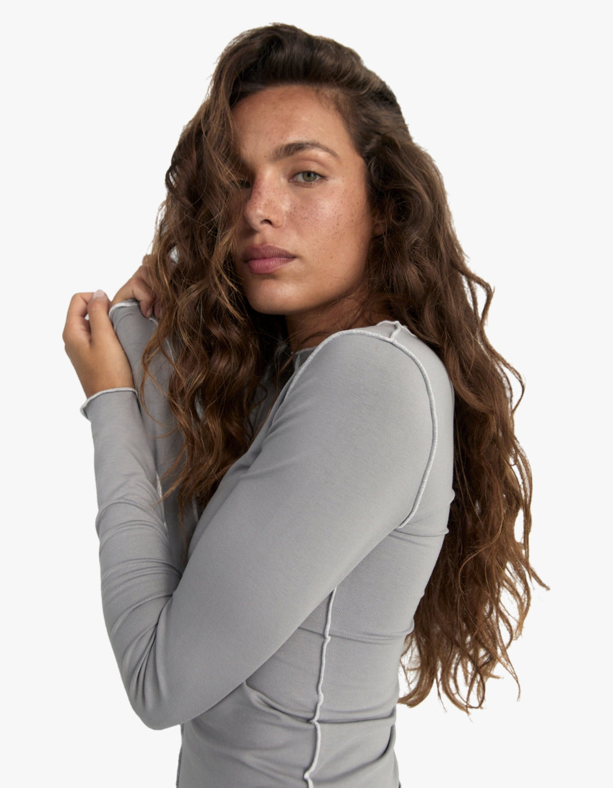 Inside Out Top - Pebble Grey