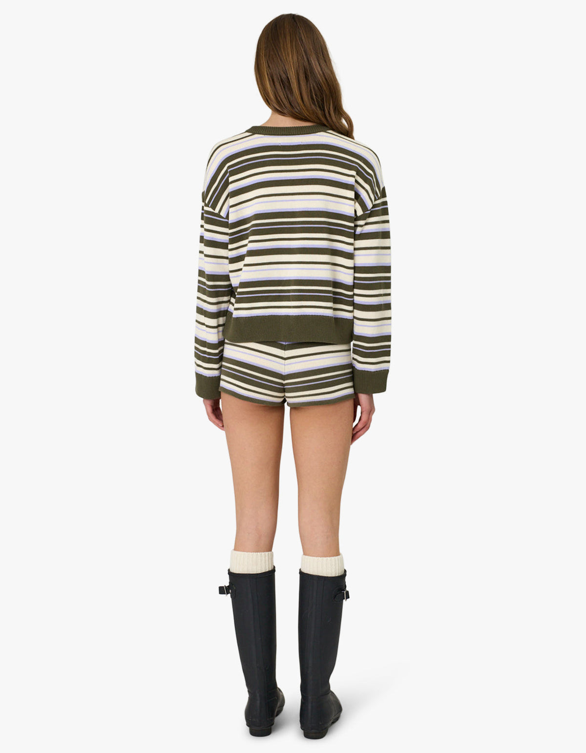 Bowie Cardigan - Olive Stripe