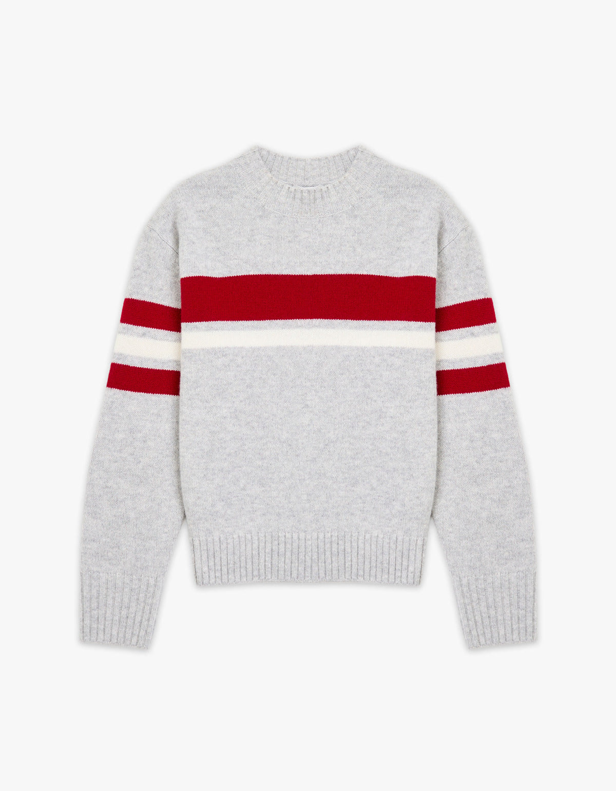 Dover Crew Knit - Grey/Red/Ivory