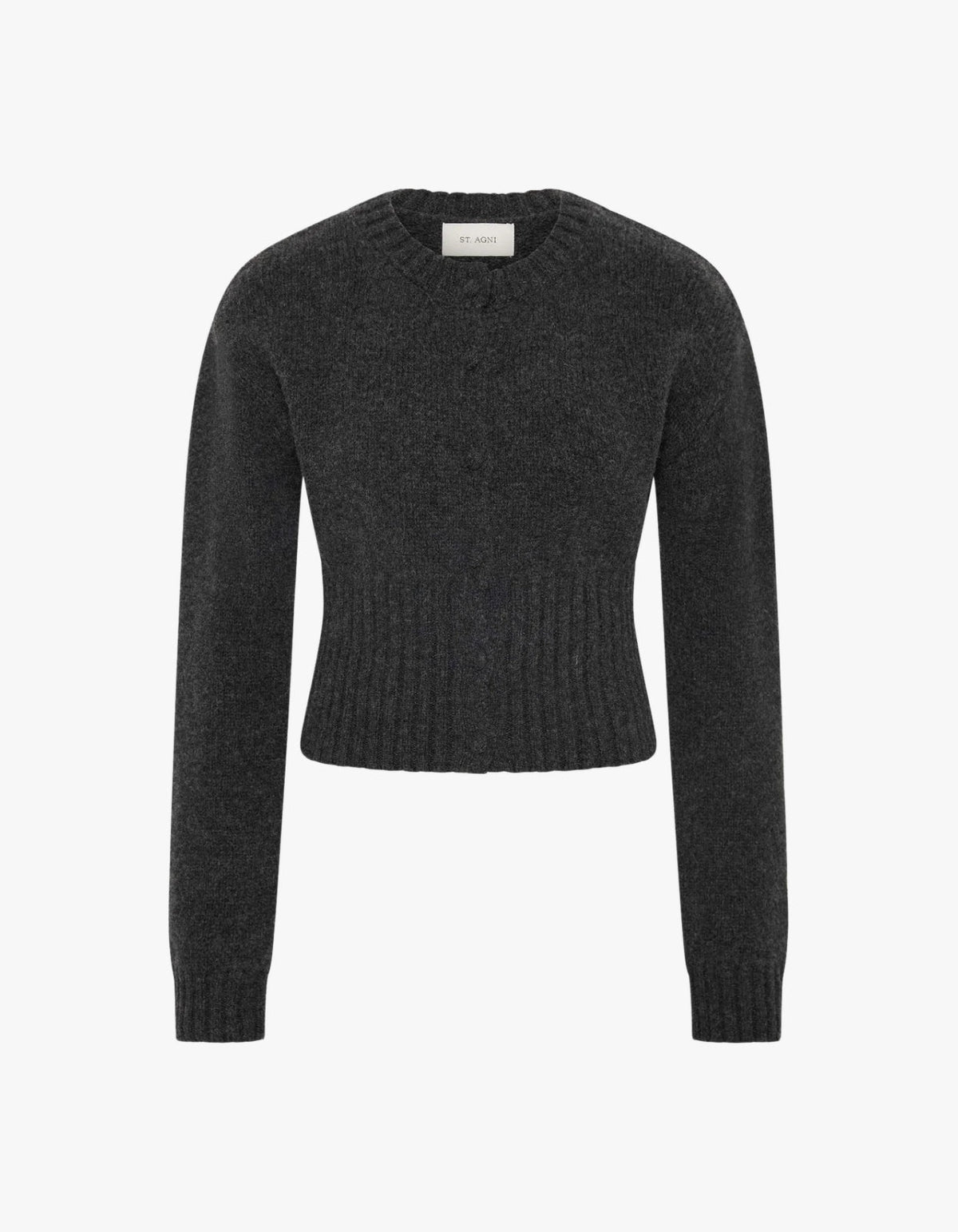 Wool Cardigan - Dark Charcoal Melange