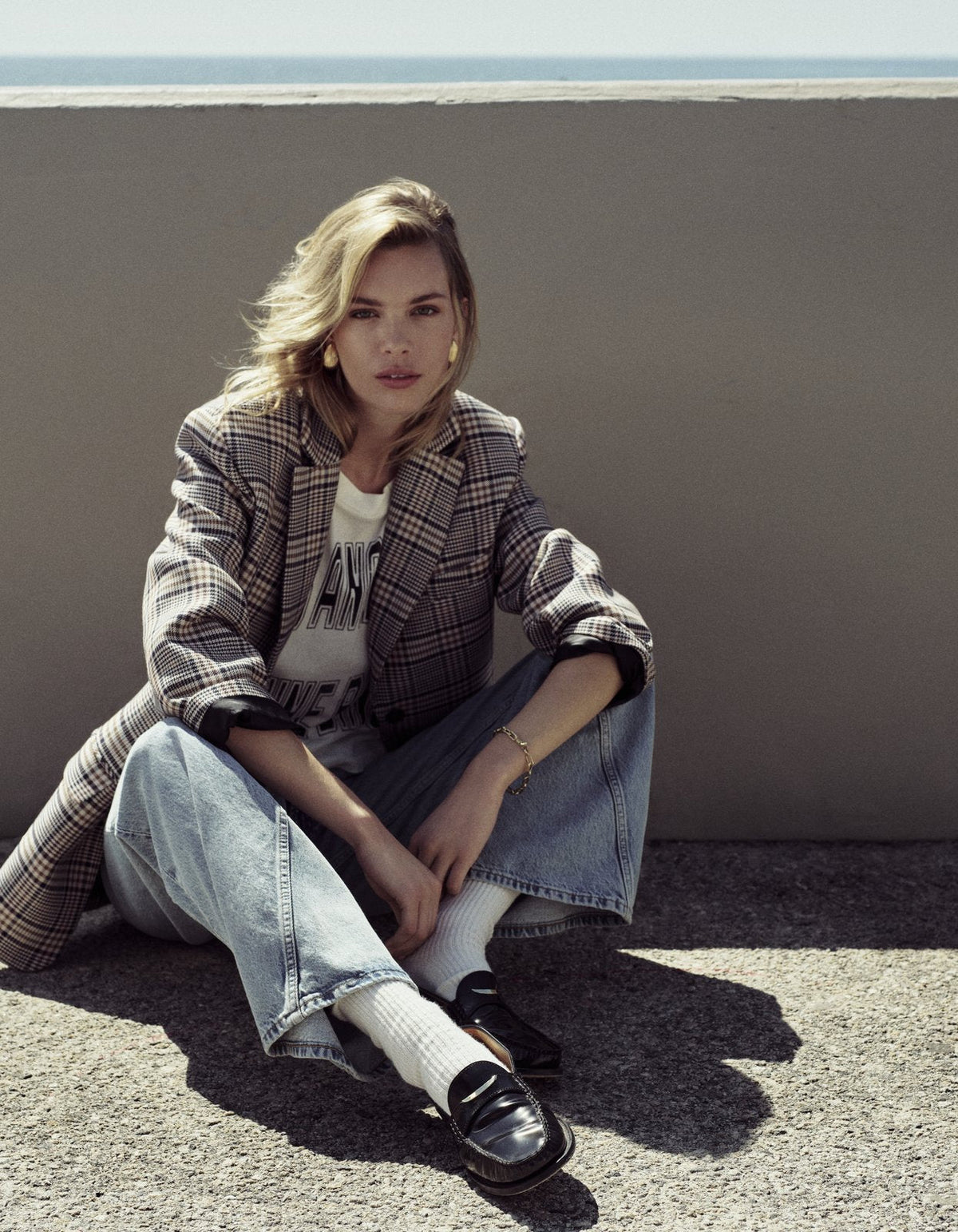 Quinn Blazer - Beige And Navy Checks