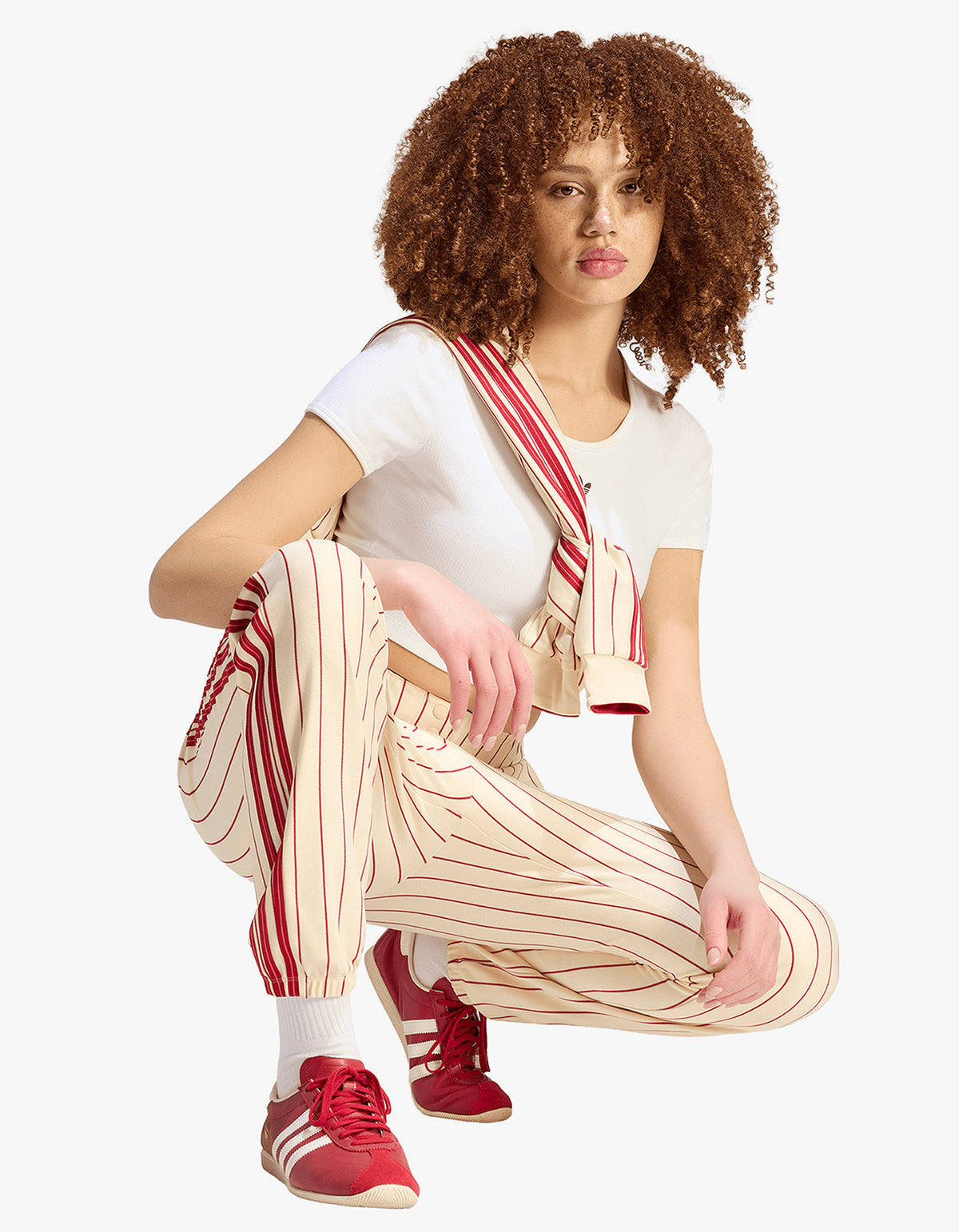 Pinstripe Firebird Trackpant - Warm Vanilla / Team Victory Red