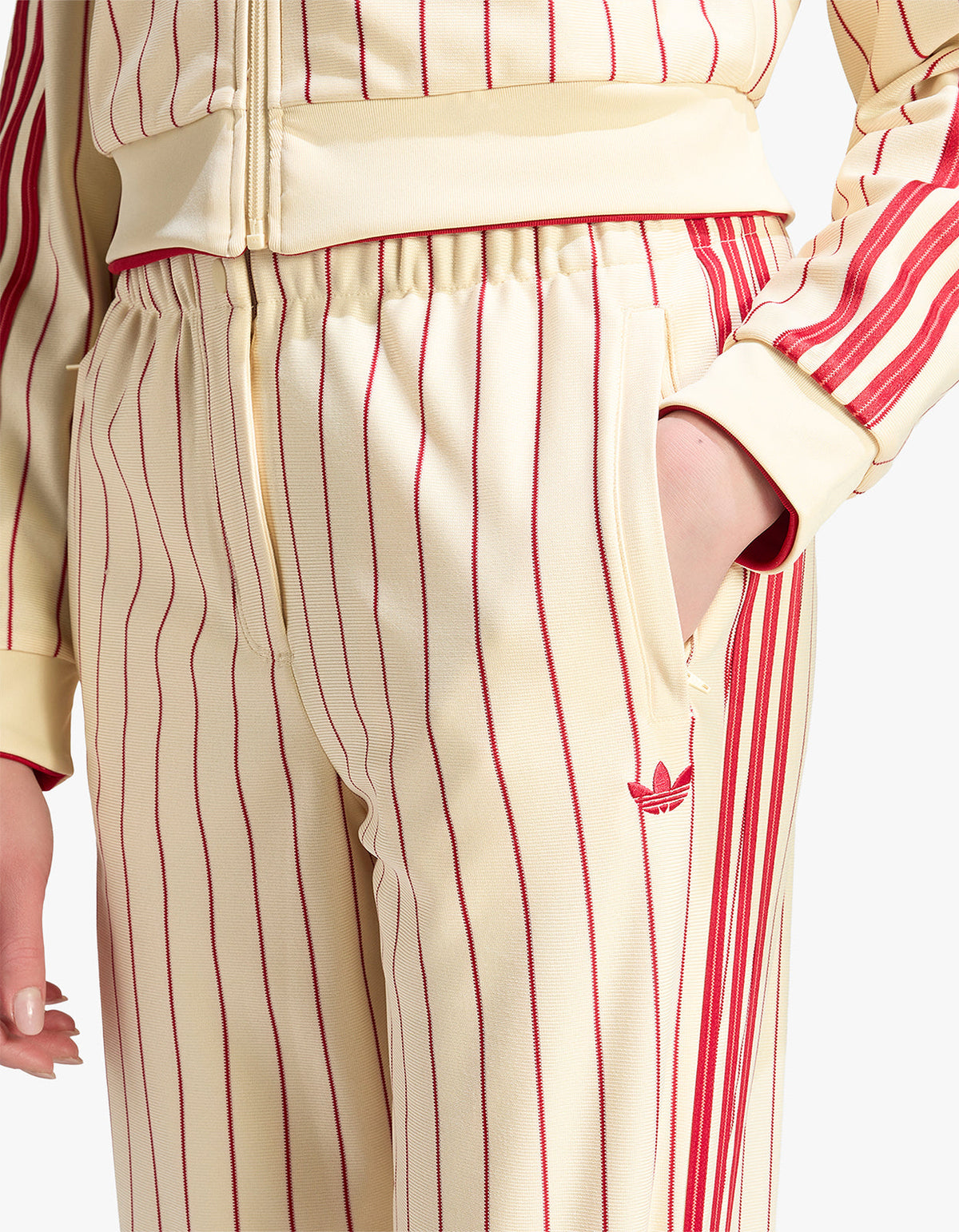 Pinstripe Firebird Trackpant - Warm Vanilla / Team Victory Red