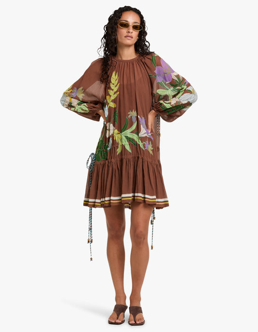 Alfie Ruched Mini Dress - Chocolate