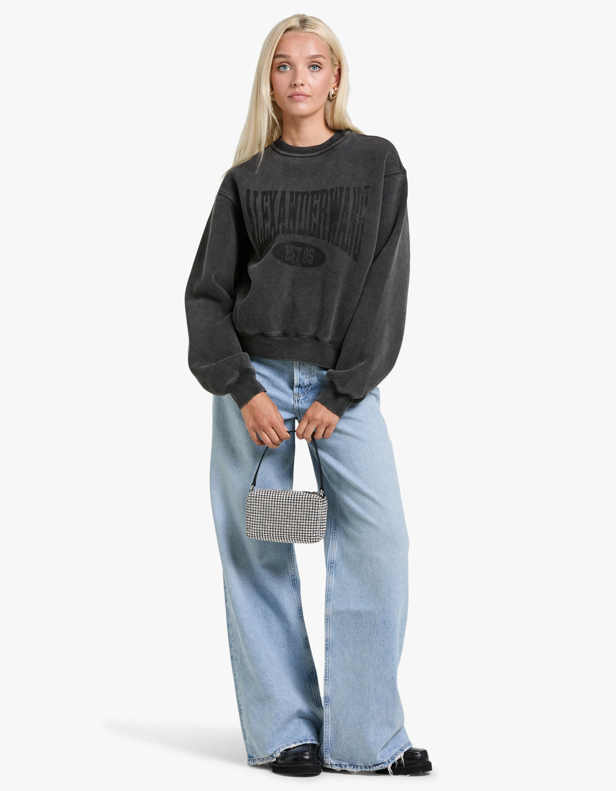 Graphic Crewneck Sweatshirt - Faded Black
