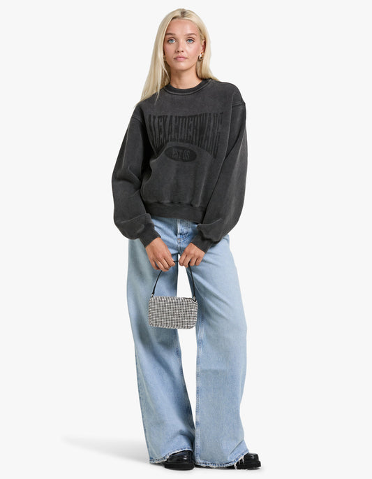 Graphic Crewneck Sweatshirt - Faded Black