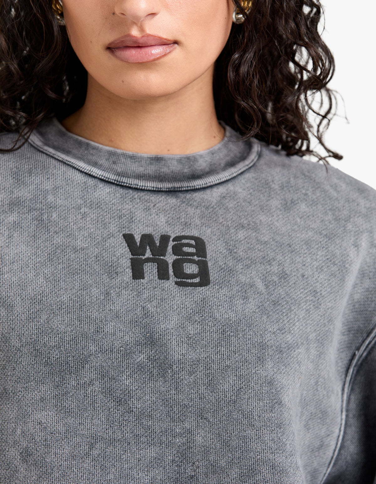 Essential Terry Crew Sweatshirt W/ Puff Paint Logo - Washed Granite