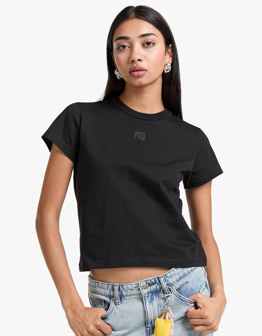 Essential Jersey Shrunken Tee W/ Puff Logo - Black