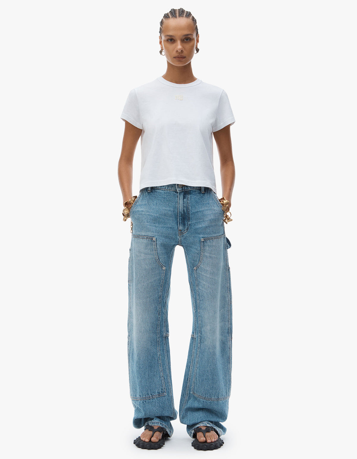 Essential Jsy Shrunken Tee W/Puff Logo - White