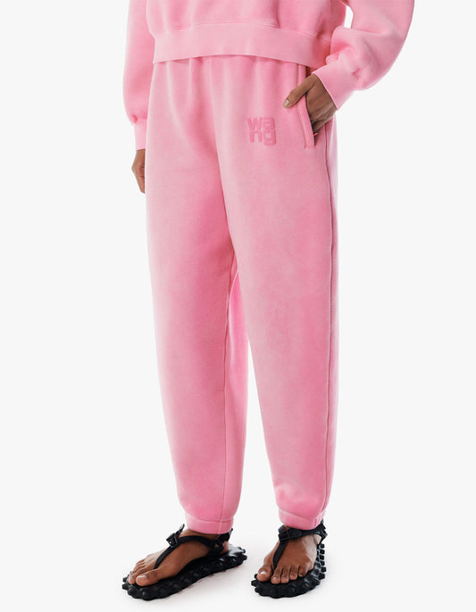 Essential Terry Classic Sweatpant Puff Paint Logo - Washed Lotus
