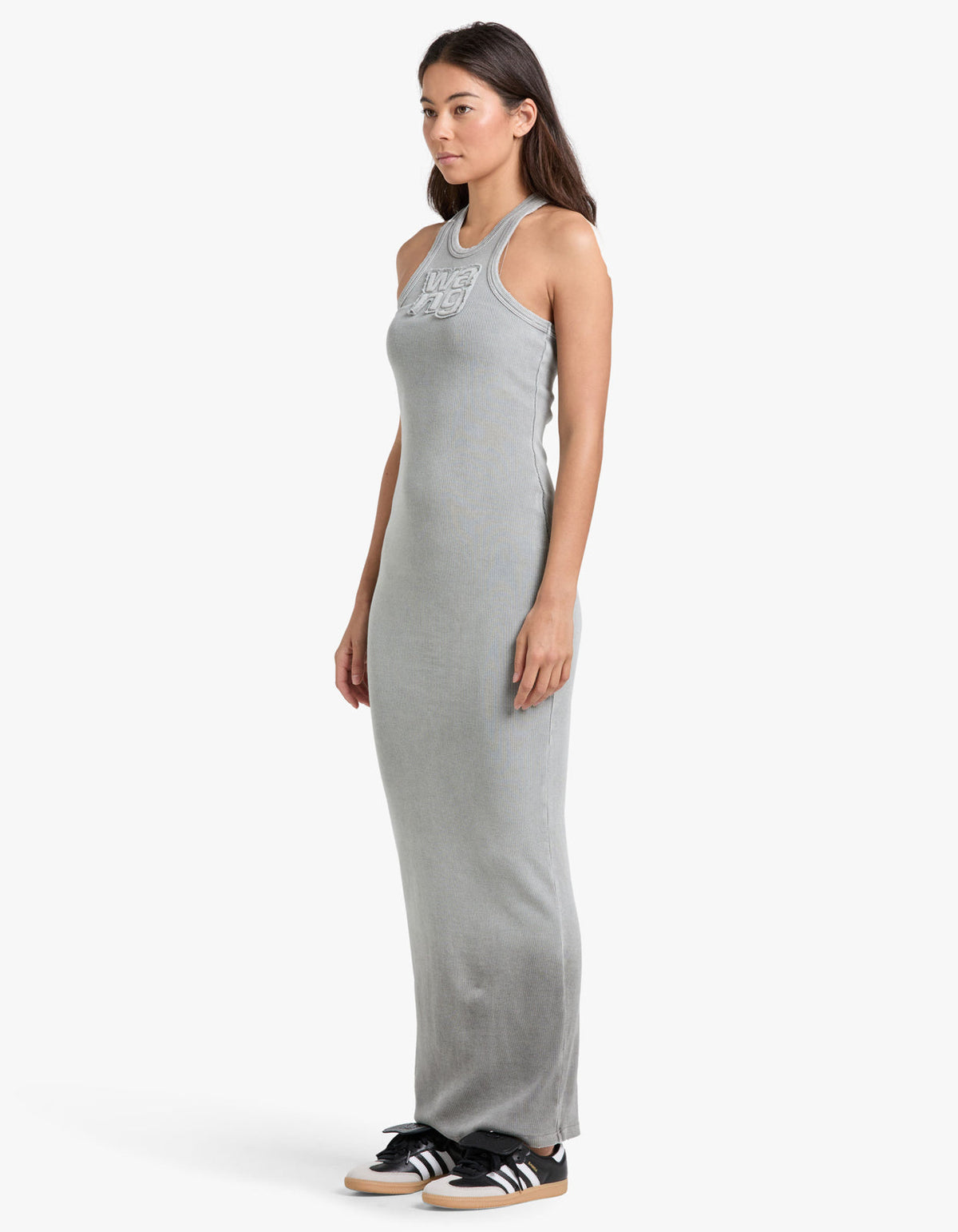 Distressed Edge Maxi Dress - Washed Steel