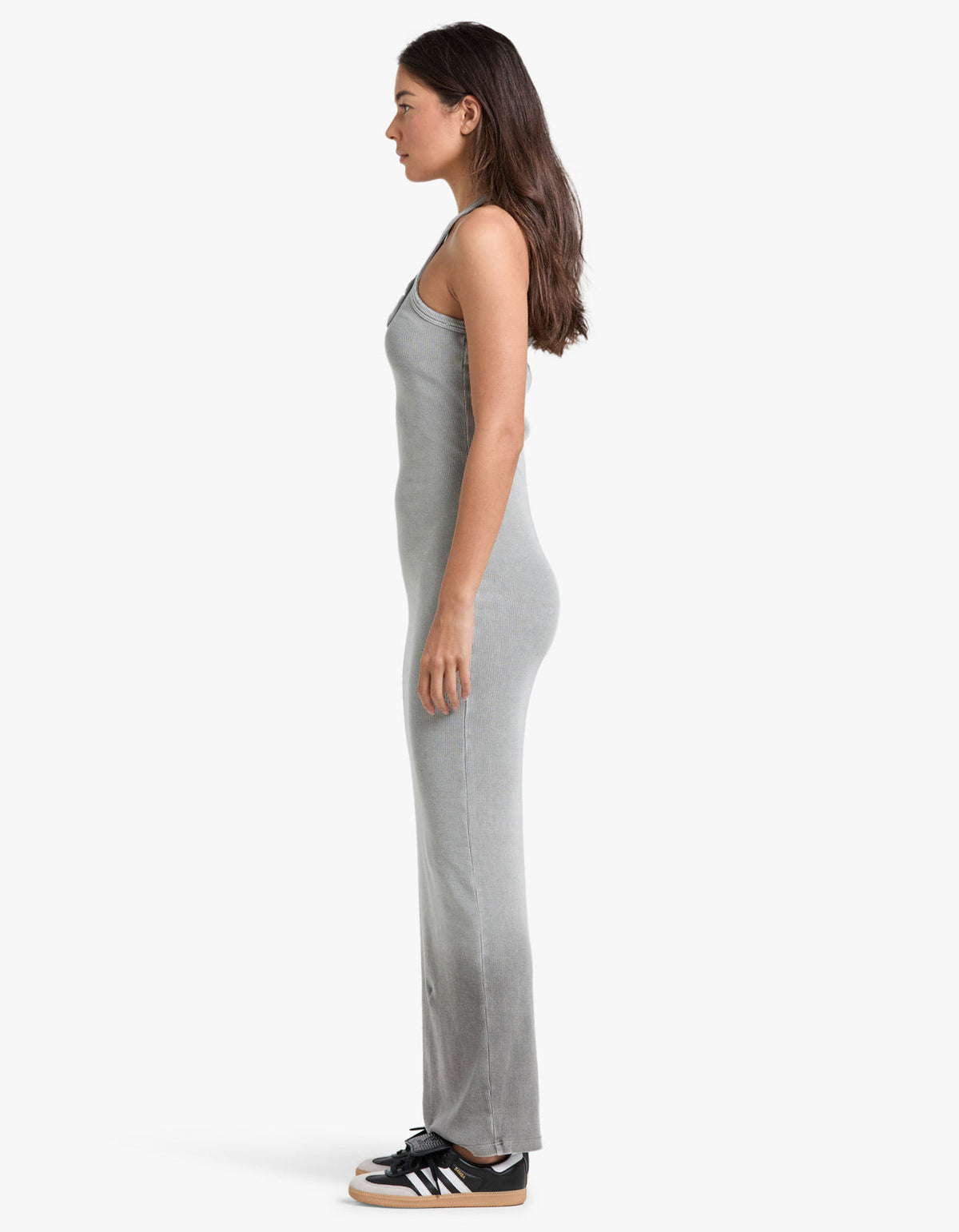 Distressed Edge Maxi Dress - Washed Steel