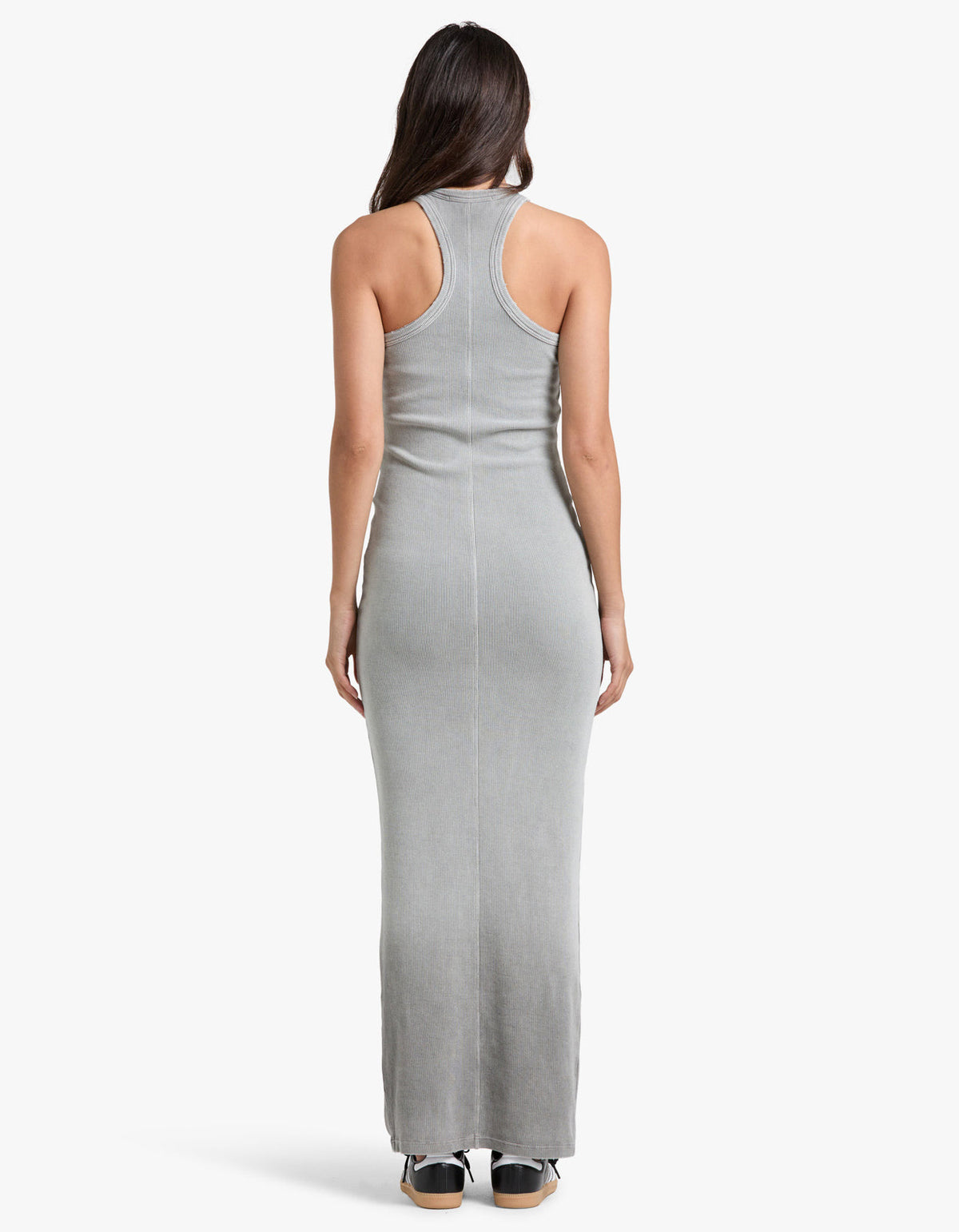 Distressed Edge Maxi Dress - Washed Steel