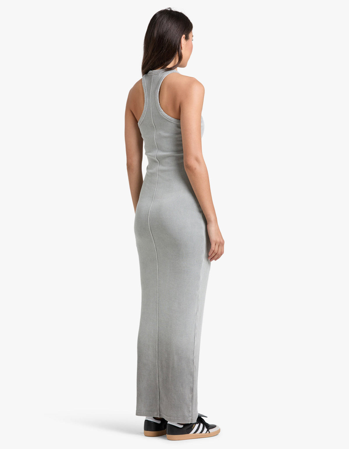 Distressed Edge Maxi Dress - Washed Steel