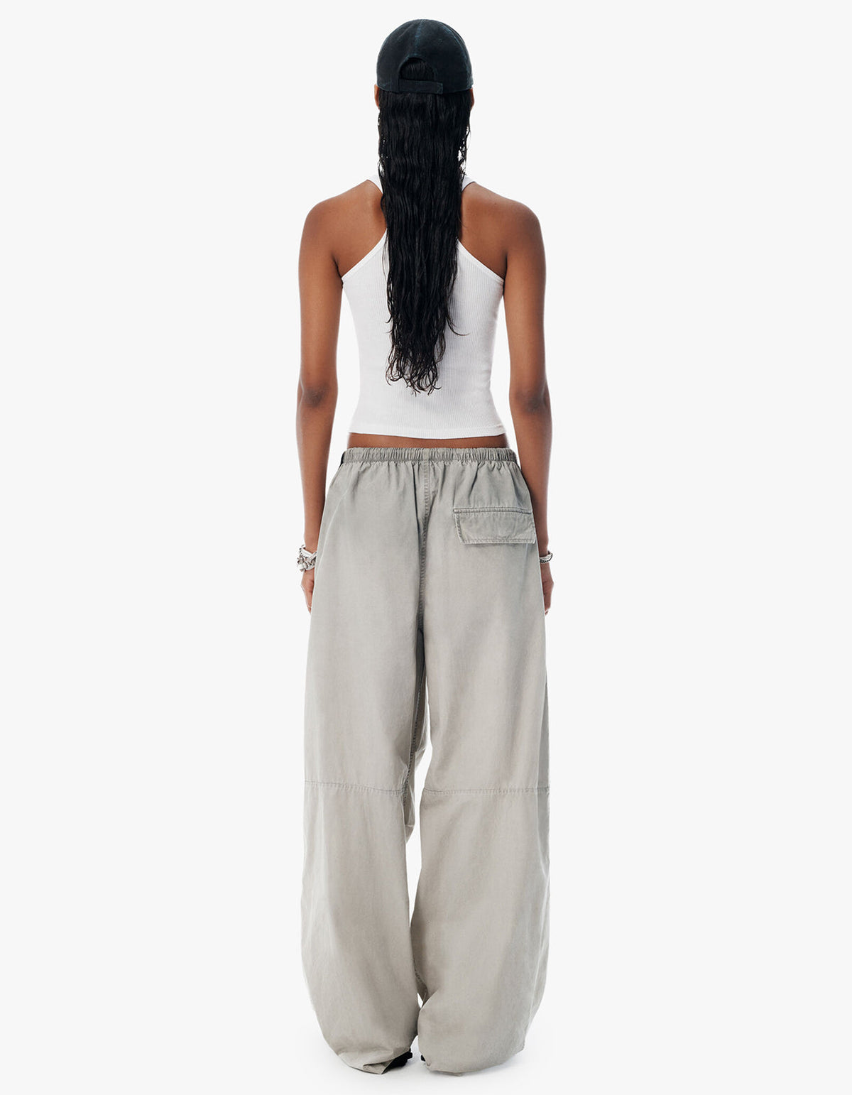 Mid Rise Parachute Track Pant - Stone