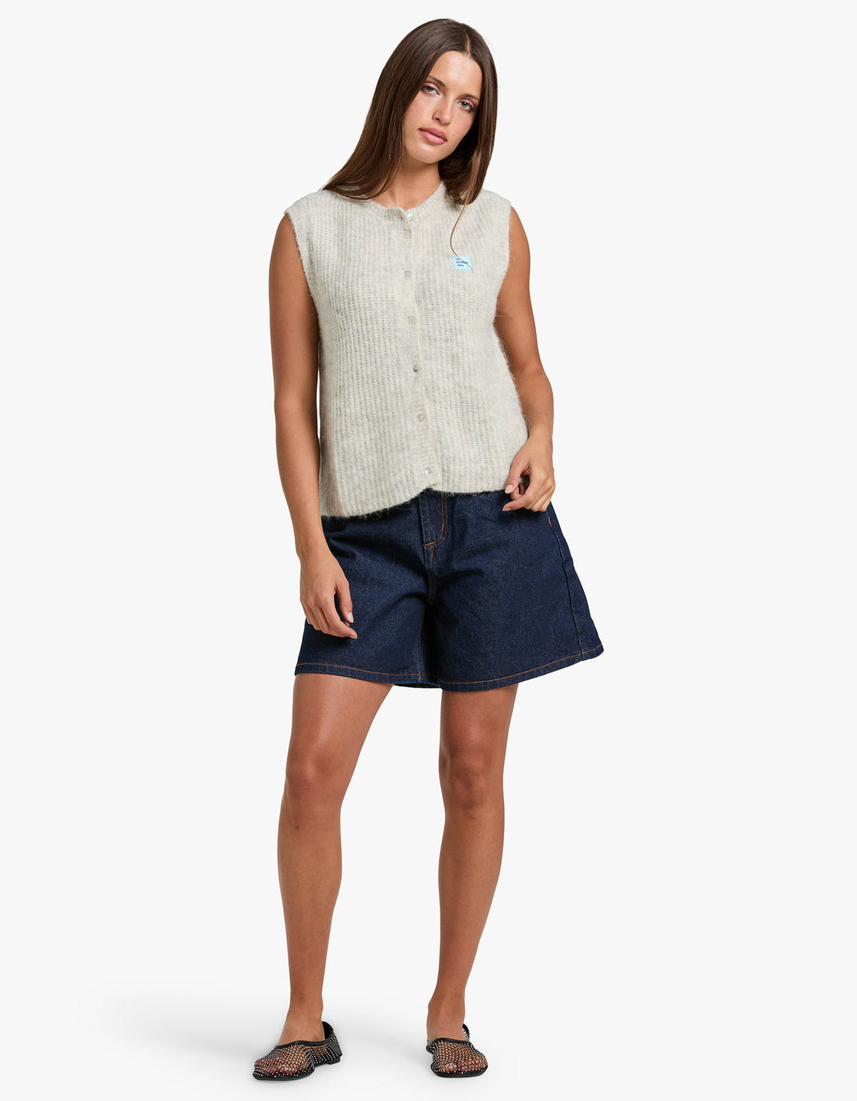 Womens Cardigan East - Melange Powder Snow