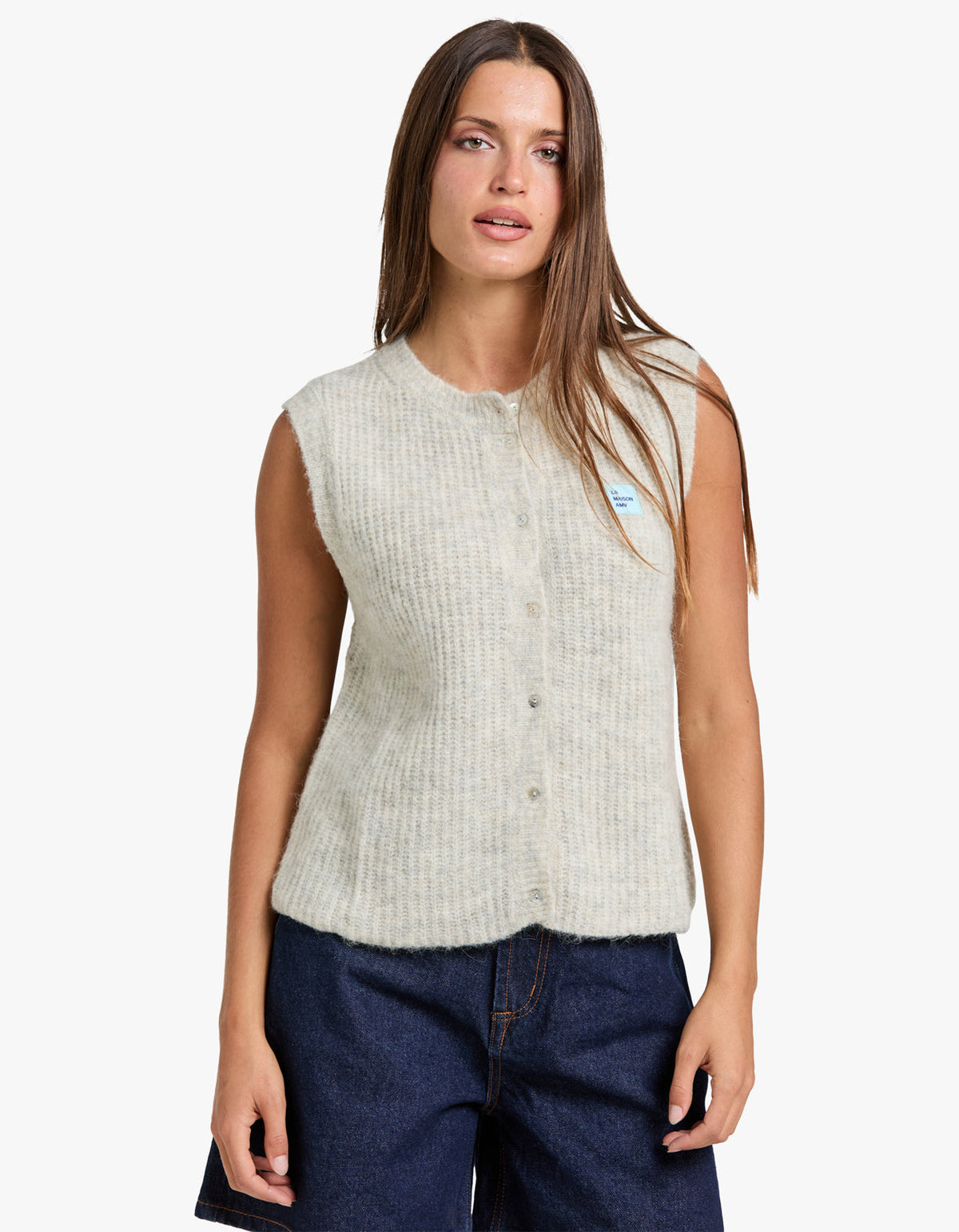 Womens Cardigan East - Melange Powder Snow