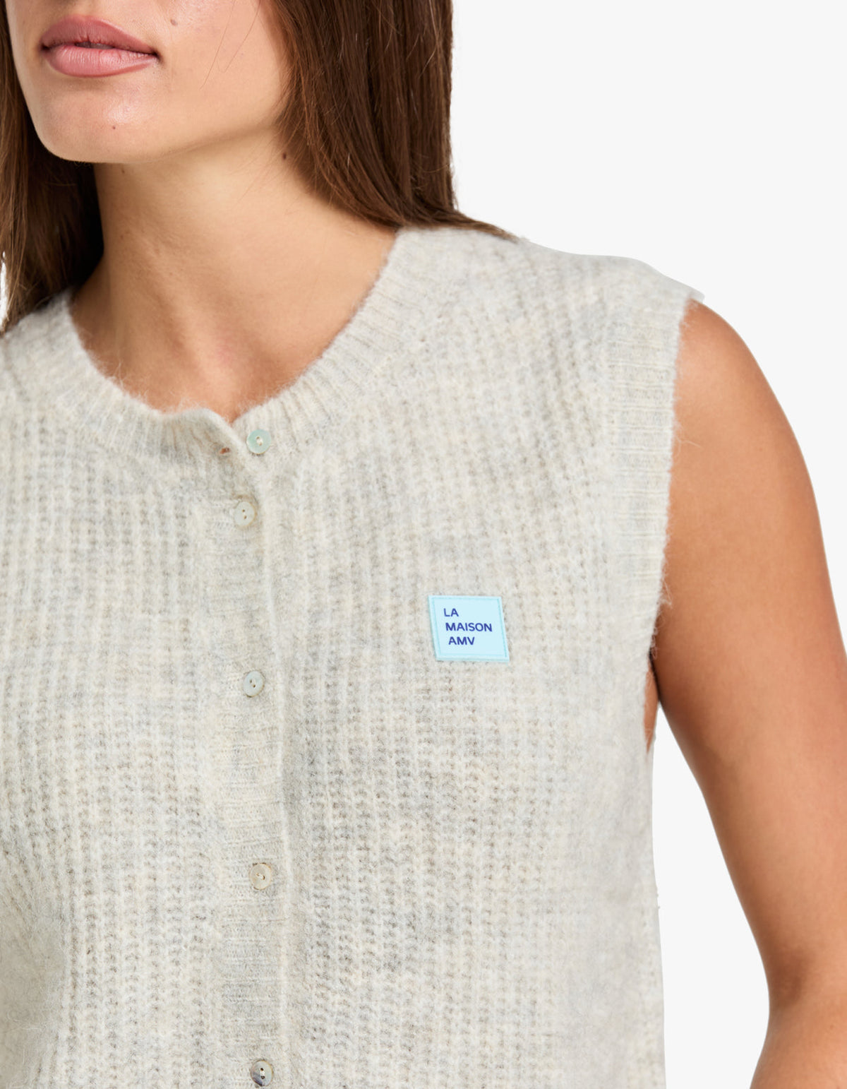 Womens Cardigan East - Melange Powder Snow