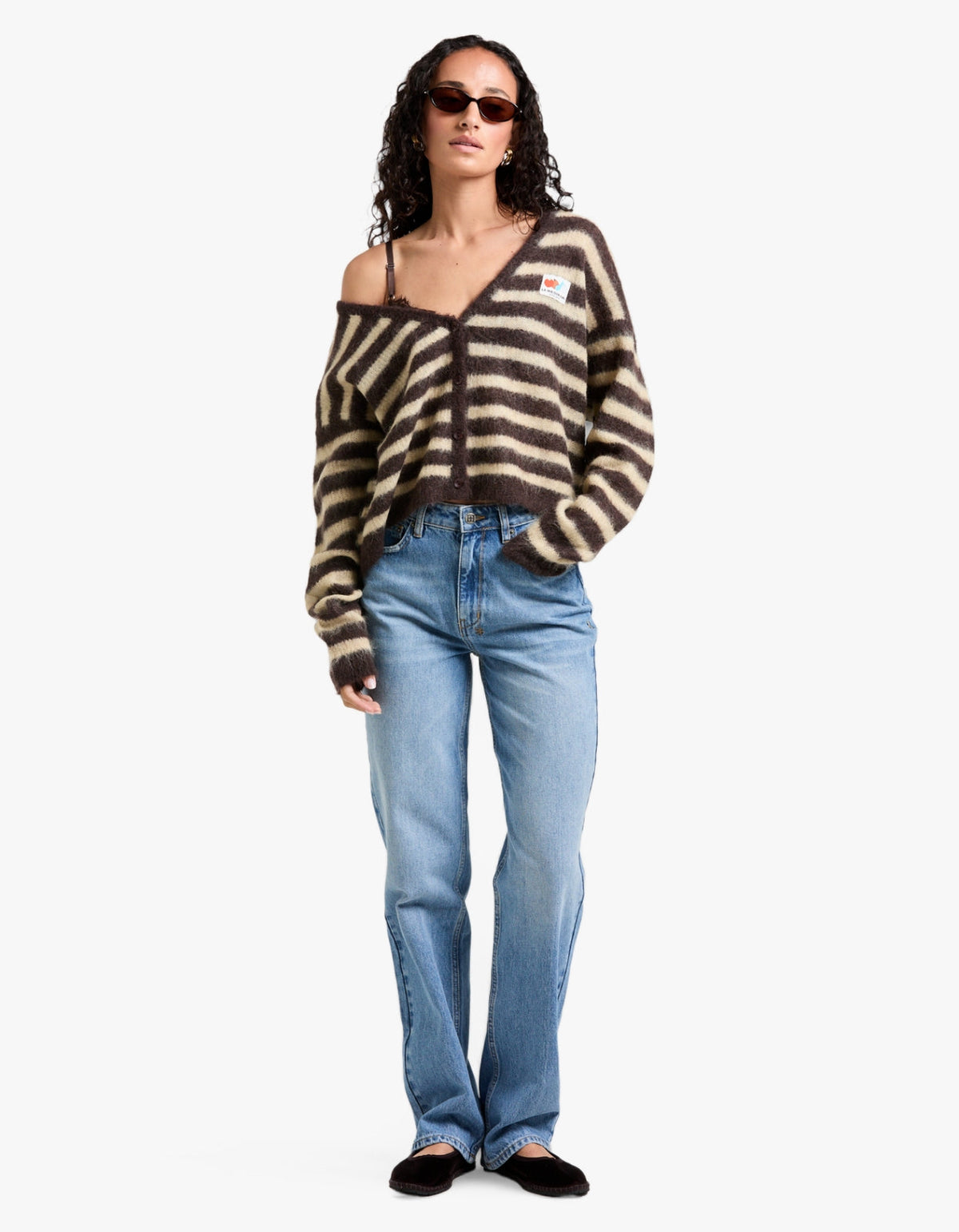 Womens Cardigan Nenybay - Root Striped Soy