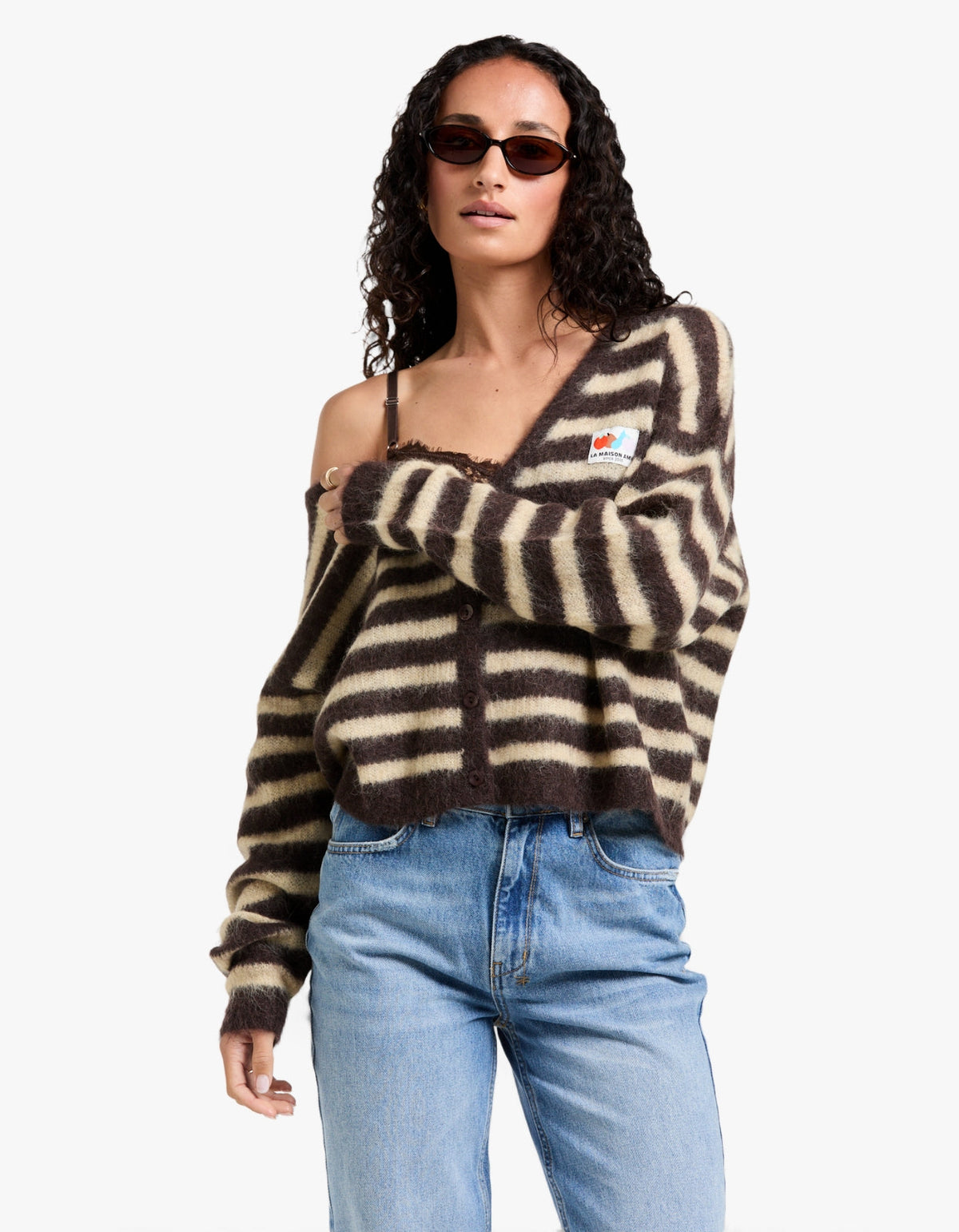 Womens Cardigan Nenybay - Root Striped Soy