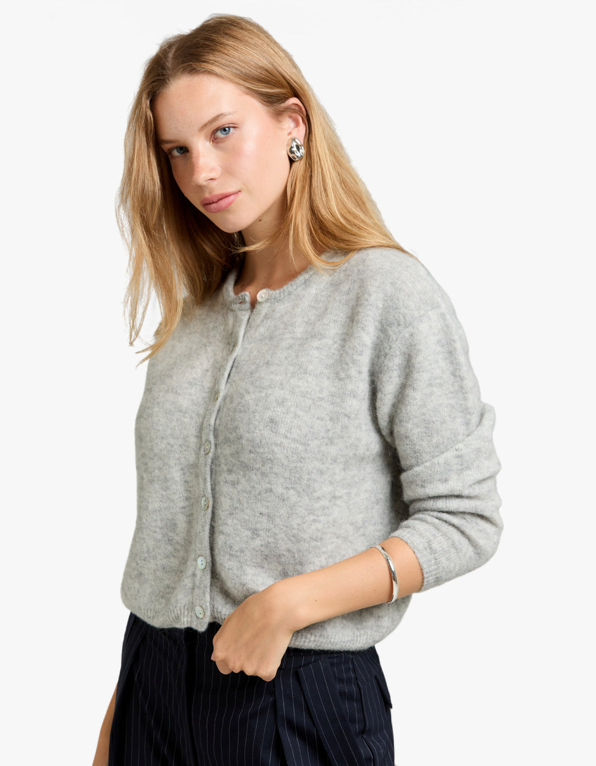 Womens Cardigan Vitow - Light Grey Melange
