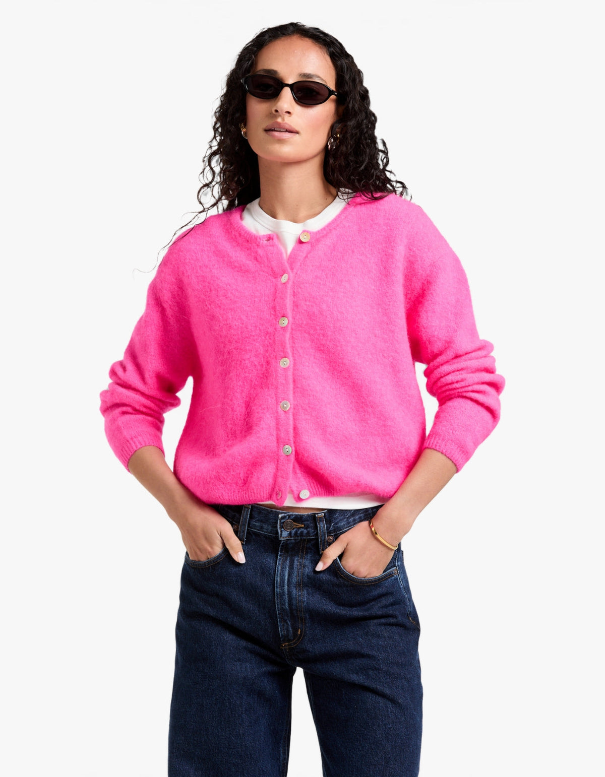 Womens Cardigan Vitow - Neon Pink Melange