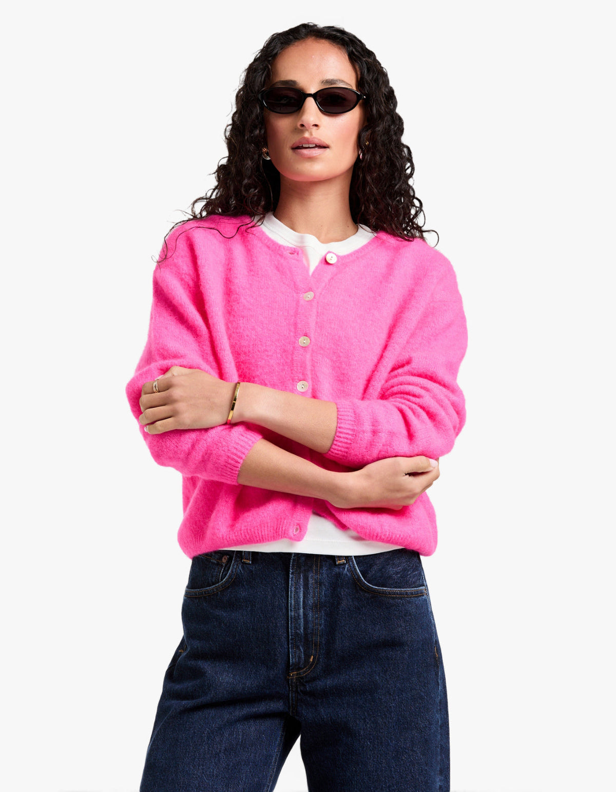 Womens Cardigan Vitow - Neon Pink Melange