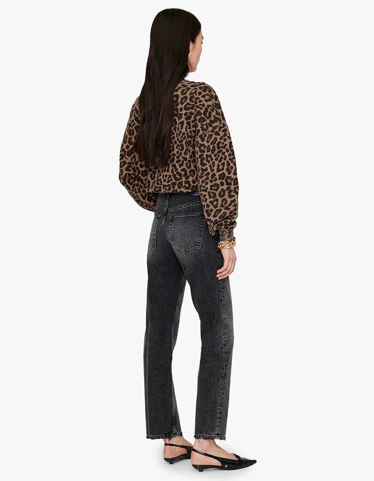Miles Sweatshirt - Black And Brown Leopard