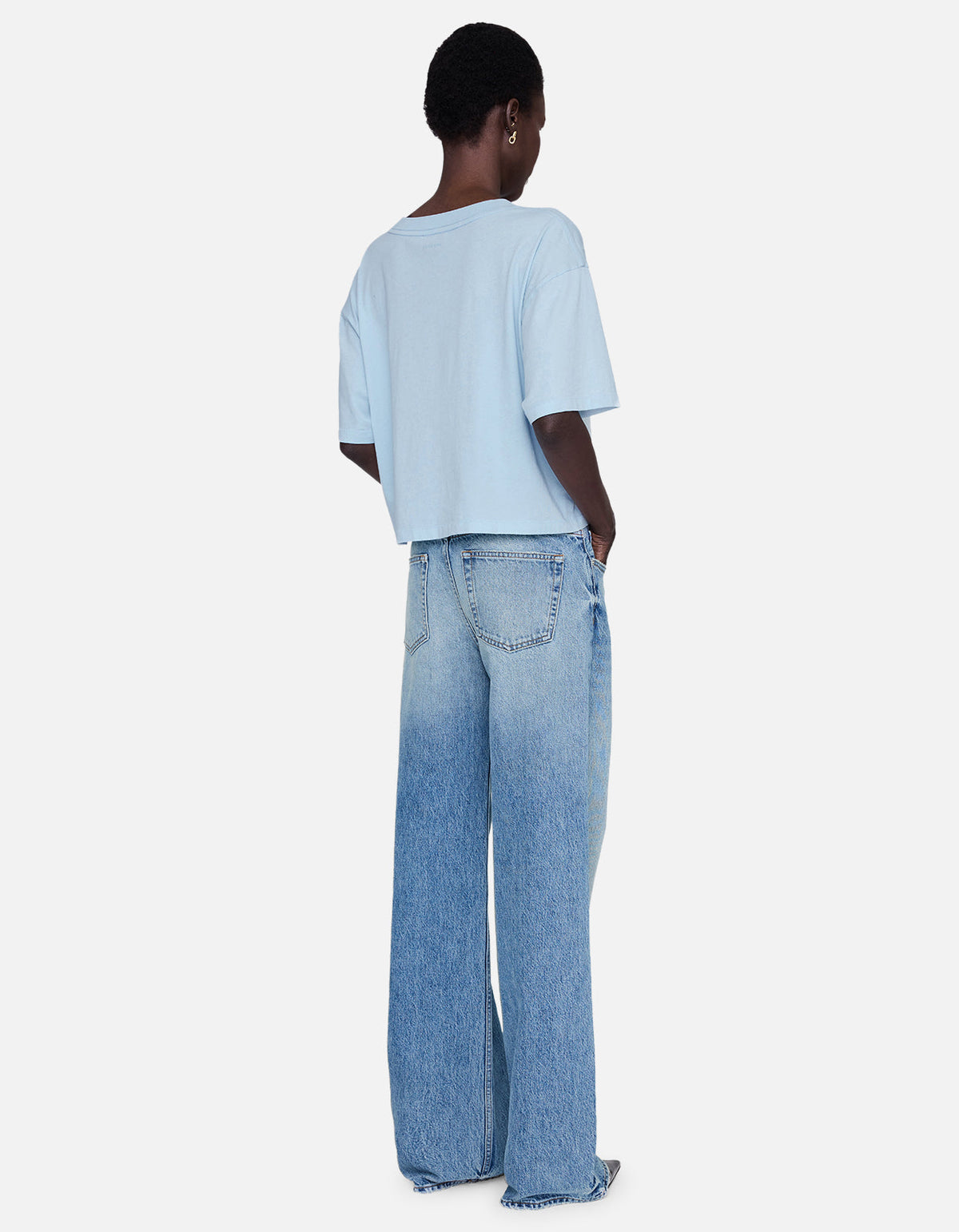 Johnny Cropped Tee Framed Monogram - Pale Blue