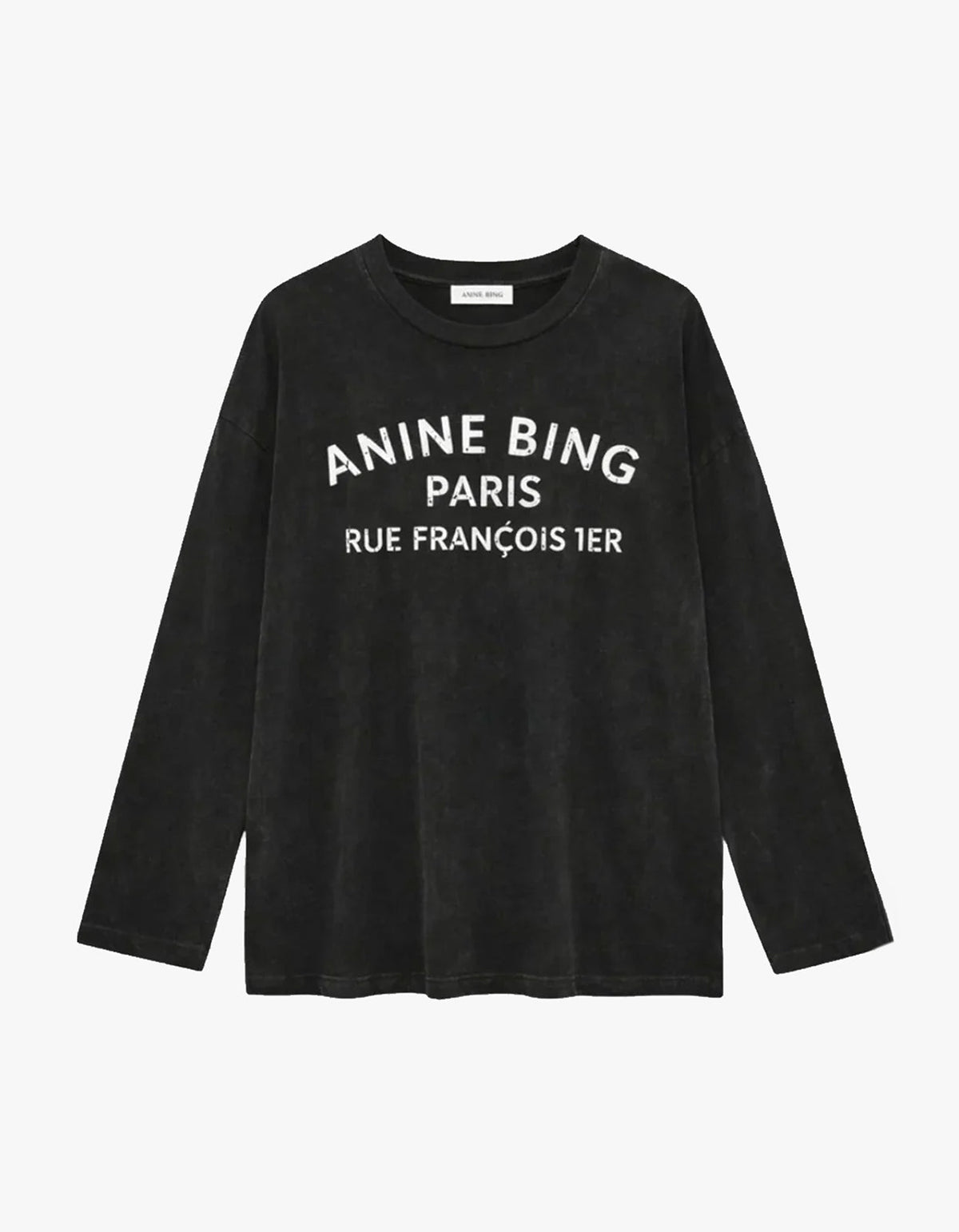Ivan Long Sleeve Paris Stencil - Washed Black