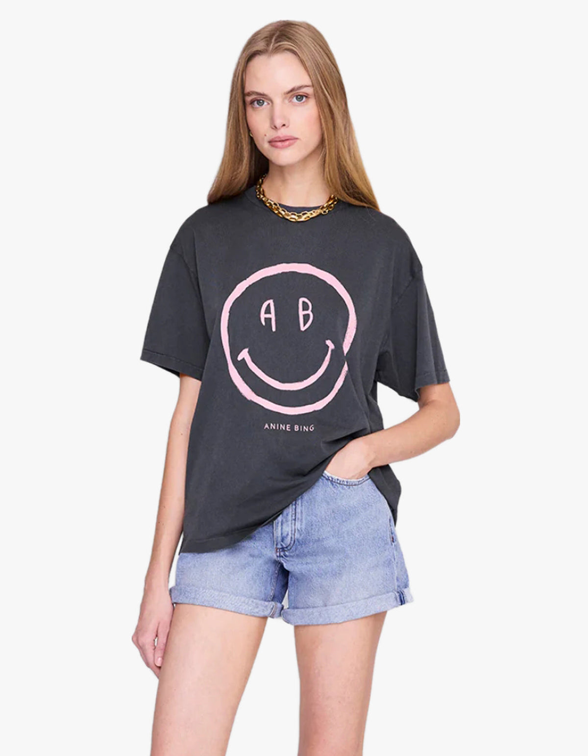 Cade Tee Smiley - Washed Grey
