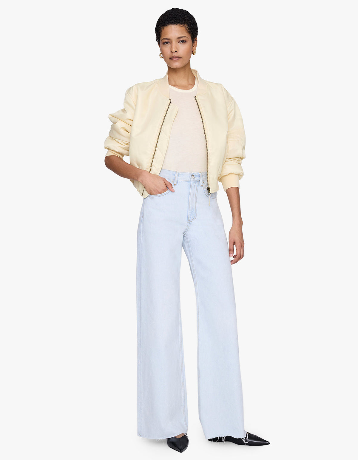 Cropped Leon Bomber - Butter Yellow