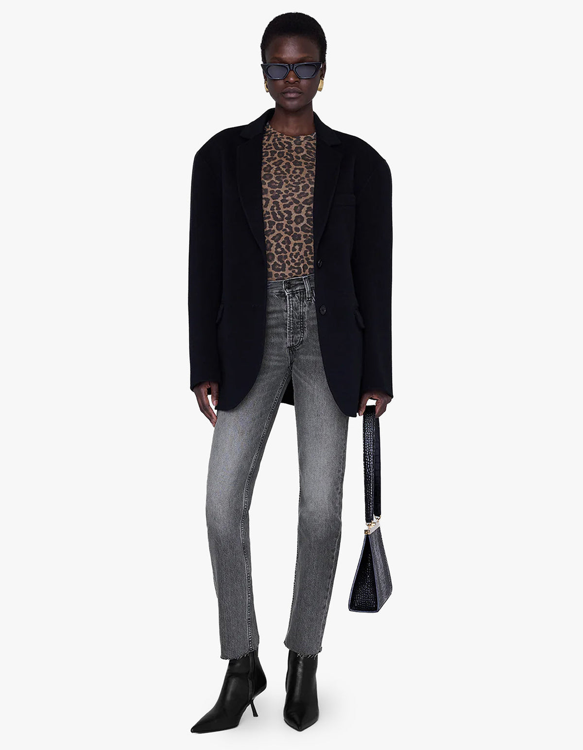 Sylvie Long Sleeve Tee - Black And Brown Leopard